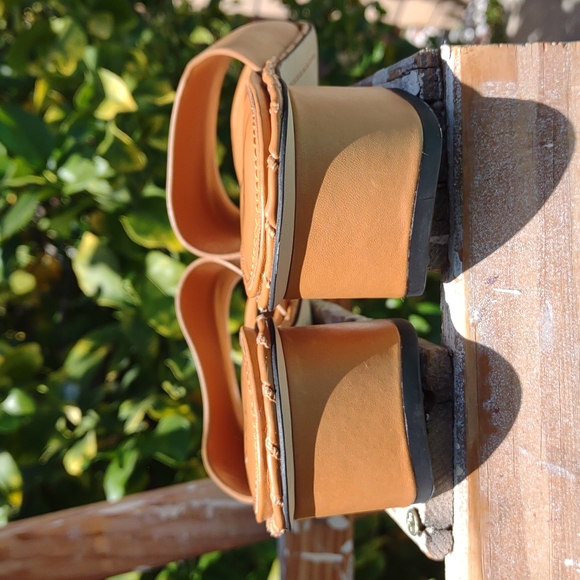 SARTO Leather Slide Sandal Low Chunky Heel 8 - Picture 4 of 12